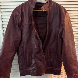 Danier Oxblood Burgundy Leather Bomber Jacket